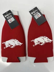 2 Arkansas Razorbacks ZIPPERED Bottle Koozies IPG Team Sports FAST FREE SHIP - Picture 1 of 5
