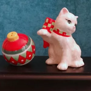 VTG Fitz & Floyd Yuletide Kitten Ceramic Salt & Pepper Shakers Xmas Ornament '08 - Picture 1 of 9