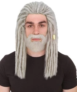 Silver Dreadlock Wig – Fantasy Medieval Braided Hair, Dragon Warrior Style - Picture 1 of 22