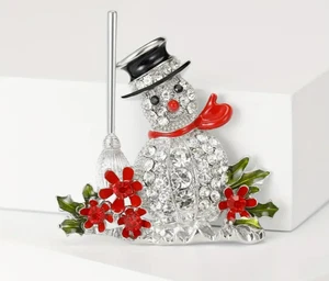 snowman Pin Brooch Fashion jewelry FAST Free Ship 2.2 inch - Picture 1 of 1