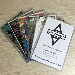 10 x CURRENT SIZE COMIC BOOK TOPLOADER ENTER THE ASYLUM CRYSTAL CLEAR RIGID - Picture 1 of 6