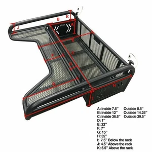 Kolpin Rear Storage Drop Collapsible Basket ATV Extender Rack 1.5" Steel Tubing - Picture 1 of 1