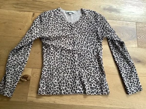 Kinross Damen braun Leopardenmuster 100 % Kaschmir Knopf Rundhals Cardigan Sma - Bild 1 von 6