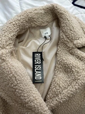 Chaleco River Island London Mujer Crema Piel de Oveja Longline, Nuevo con Etiquetas, Talla M Foto 1 de 3