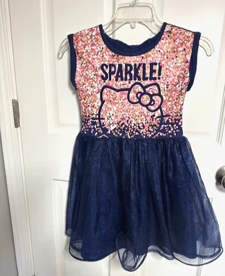 Sanrio Hello Kitty Dress Size 5/ 6 Girl Pink  Sparkle Girls Sleeveless Dress - Image 1 of 4