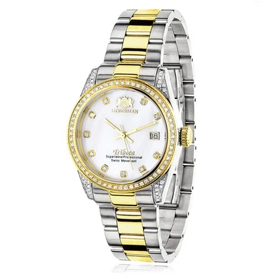 Reloj Mujer Acero Inoxidable Diamante | Luxurman Tribeca 33 mm | Esfera Blanca Foto 1 de 4