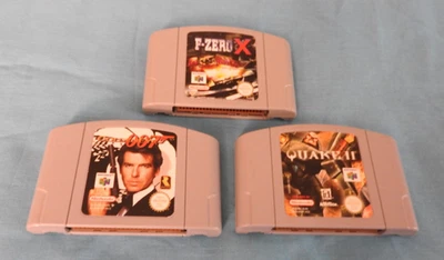 Nintendo 64 x3 Goldeneye 007 + F-Zero X + Quake 2 (CAN SWAP GAMES) = $90 - image 1 of 4
