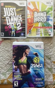 WII GAME JUST DANCE 2 BAND HERO ZUMBA FITNESS 2 SEALED - Picture 1 of 4