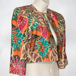 Vintage 80s Pia Rucci Tropical Bolero Jacket Sz 10 Colorful Cropped Retro Glam - Picture 1 of 9