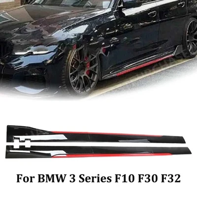 For BMW 3 Series F10 F30 F32 Black+Red 86.6" Side Skirts Rocker Panel Lip Set Foto 1 de 4