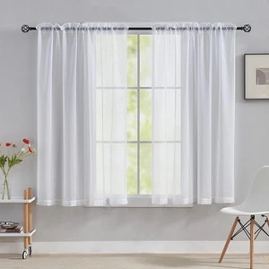 Home Brilliant Netz Vorhänge für Fenster 45 Tropfen, transparente Vorhänge weiß kurz - Bild 1 von 5