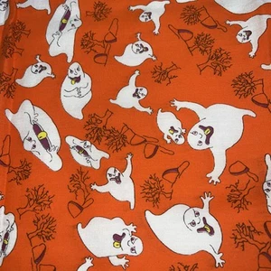 VTG fabric Happy Halloween Linda Ellen Timpone 27”X44” Cotton Ghosts Spooky - Picture 1 of 8