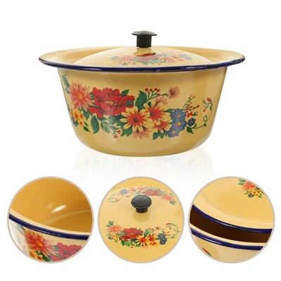  Emalie Schüssel Mit Deckel Emailleschüsseln Vintage Emailleschale - Bild 1 von 4