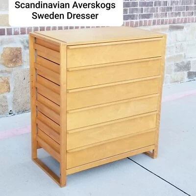 Редкий Averskogs Швеция Скандинавская Береза MCM 6 Ящиков Высокий Комод - Изображение 1 из 4