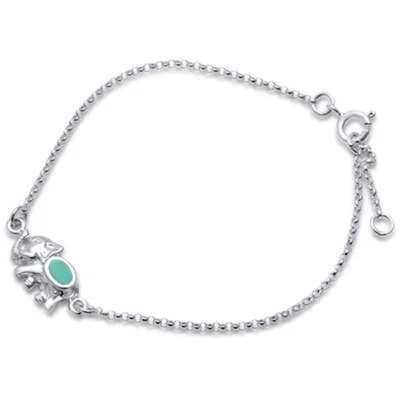 Lindo! Pulsera de plata esterlina .925 elefante de Bali turquesa 6,5"+1" de extensión Foto 1 de 2