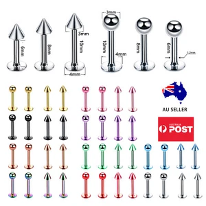 Labret Lip Stud Bar Titanium Surgical Steel Tragus Helix Earring Piercing Ball - Picture 1 of 25