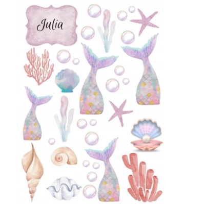 Essbar Meerjungfrau Meer Tortenaufleger Torte  Geburtstag Zuckermasse + TEXT - Bild 1 von 4