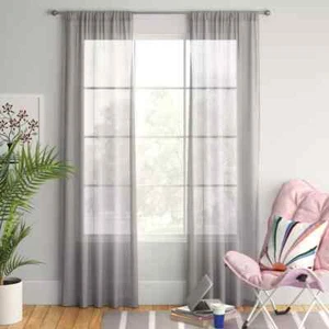 Neu Room Essentials transparenter Voile Fenstervorhang Paneele grau 60" Bx84" L 2 Pakete - Bild 1 von 5