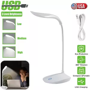 USB LED Desk Light Dimmable Bedside Reading Lamp Rechargeable Touch Control USA - Picture 1 of 9
