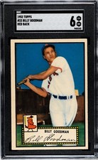 Vintage 1952 Topps Baseball #23 Billy Dale Goodman, Boston Red Sox. SGC 6 EX-NM