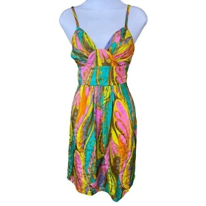 Milly Of New York Vintage Colorful Abstract Print Dress Spaghetti Straps Size 2 - Picture 1 of 10