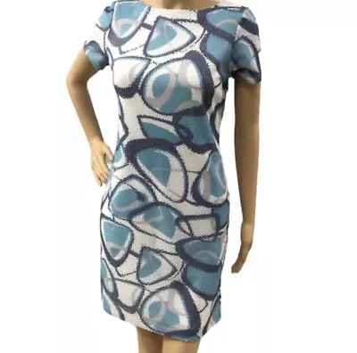 Muse Dresss Sequins Geometric Stretchy Short Sleeve Back/Zip Lining Size 4 - Image 1 of 4