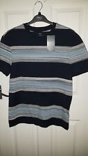 Mens Blue Mix Striped Crew Neck T Shirt Size M From Marks And Spencer BNWT