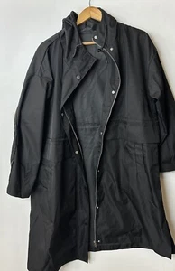 #231 Nordstrom Polyester Hooded Black Rain Coat Size L - Picture 1 of 6
