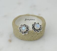Flower Designers Moonstone Gemstone 925Sterling Silver Handmade EarringSr297