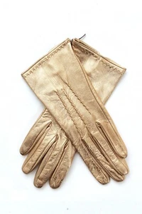 Ermanno Scervino Metallic Leather Gloves / Brown - Picture 1 of 4