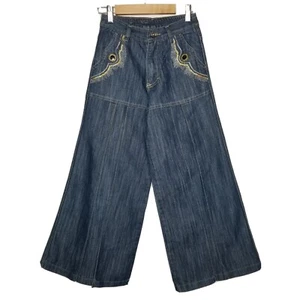 Adem Yilmaz Bebe Girl 10 Pants Wide Leg Silver Stitching Details Denim - Picture 1 of 11