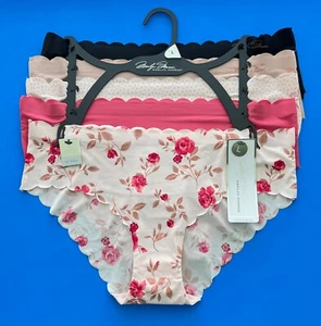 Marilyn Monroe 5 pck Sz L No Show Hipsters Panties Scalloped Pretty Pink Roses - Picture 1 of 6