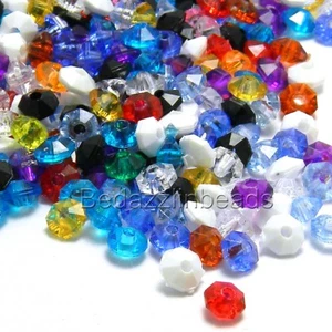 100 Kleine Verschiedene Farben 6 mm Facettiert Rund Rondelle Kunststoff Acryl Scheibe Perlen - Bild 1 von 1