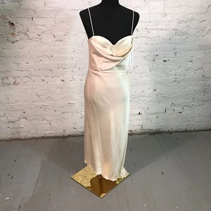 Alice + Olivia Dress Womens 8 Kiyoko Champagne Sweetheart Cowl Neck $ 495 a34 - Picture 1 of 11