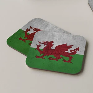 Wales Flag Coaster Drinks Mats Tea Coffee Coasters Xmas Gift - Picture 1 of 1