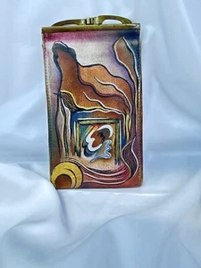 Einzigartige Anuschka Handy-Geldbörse im Stil mit Verschluss abstraktes Muster 2 Fächer - Bild 1 von 5