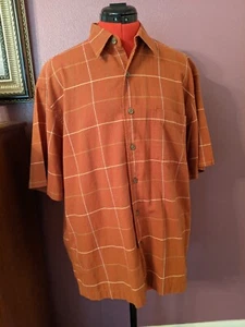 Blass Studio button Men shirt Medium Cotton Pocket Burnt Orange M Summer UT - Picture 1 of 9