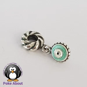 Authentic Pandora Evil Eye Blue Enamel Hanging Charm 790529 Retired - Picture 1 of 6