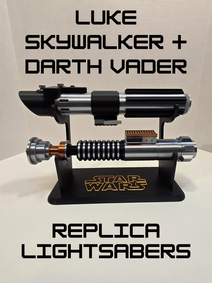 Réplica de sable de luz inspirada en Luke Skywalker y Darth Vader con soporte, Star Wars Foto 1 de 4