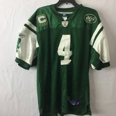 Camiseta deportiva Reebok NFL Brett Favre #4 Jets parche capitán verde para hombre talla 52 Foto 1 de 4