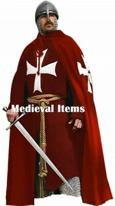 Medieval Mens Tunic & Cape Cloak Knights Templar Adult Cosplay Costume Men - Picture 1 of 26