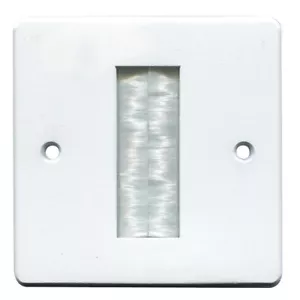 Brush Faceplate for Cable Exit Wall Outlet Single 1 Gang Cable Tidy Plate White - Picture 1 of 3