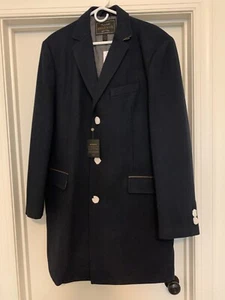 JOS. A. BANK Mens 46R Navy Blue Long Wool Winter Overcoat NWT - Picture 1 of 10