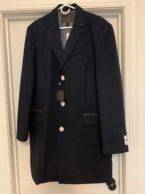 JOS. A. Abrigo largo de invierno de lana azul marino 46R BANK para hombre nuevo con etiquetas Foto 1 de 4