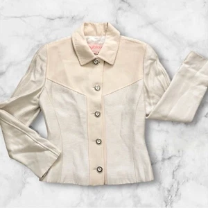 Vtg Byblos Blazer Jacket Medium Rayon/Wool/Nylon Cream Office Work Classic NWT - Picture 1 of 13