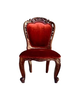 Small Chair Velvet on Carved Wood Vintage Seat Victorian Classic Decor - Image 1 of 4