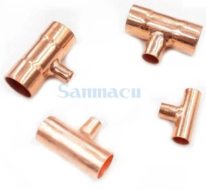 I.D 8-19mm Copper End Feed Reducer Tee 3 Ways Pipe Adapter Air Conditioner - Picture 1 of 13