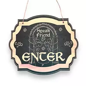 Speak Friend and Enter - Black Door Sign 6x9 - Picture 1 of 8