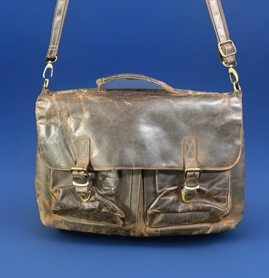 МУЖСКОЙ искусственно состаренной кожи плеча MESSENGER портфель ноутбука сумка прочный новый без ЯРЛЫКОВ - Изображение 1 из 4