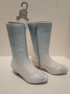 Girls Disney Frozen Cowboy Boots Blue with Side Zipper Size 13/1 - Picture 1 of 10